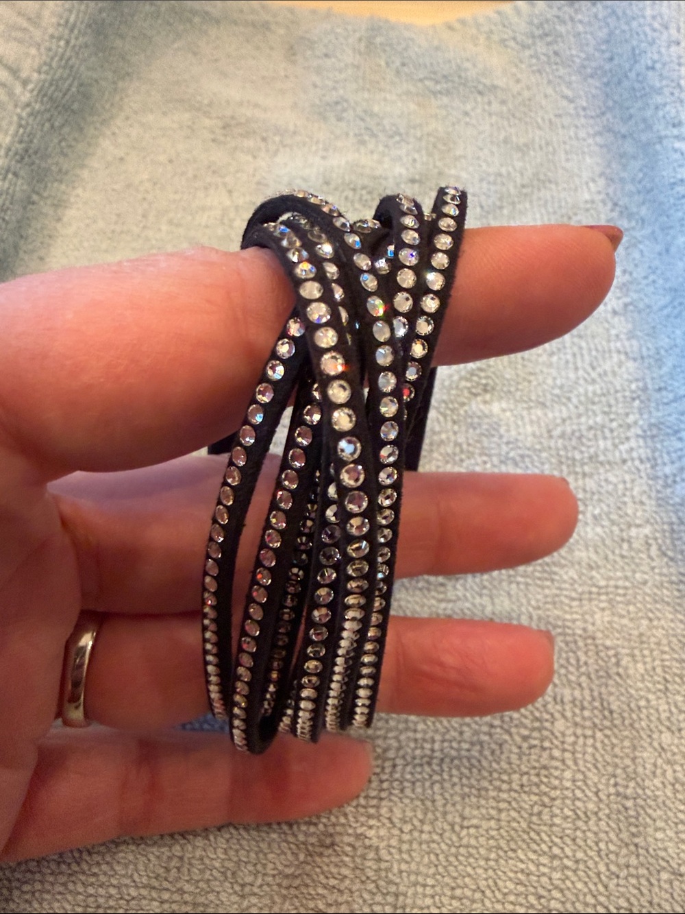 Touchstone Crystal Black Multi‑Wrap Crystal Accent Bracelet